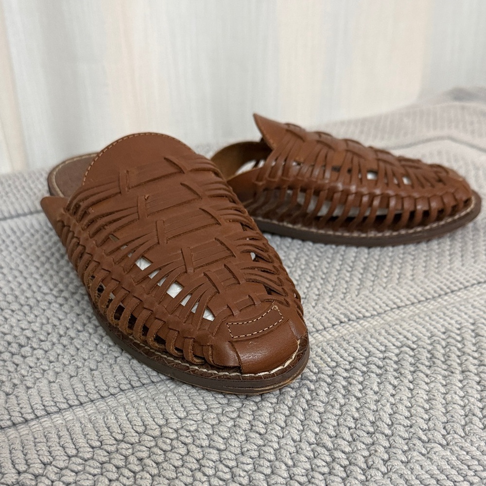 Sam Edelman Women’s Brown Woven Leather Huarache Slip On Sandals Sz 11